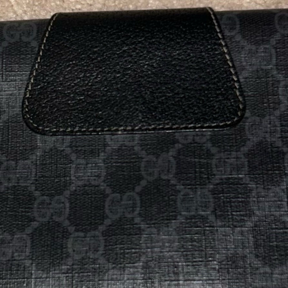 Vintage Gucci Sherry Line Black Coated Canvas GG Logo Print Pouch Clutch Bag - Picture 9 of 14